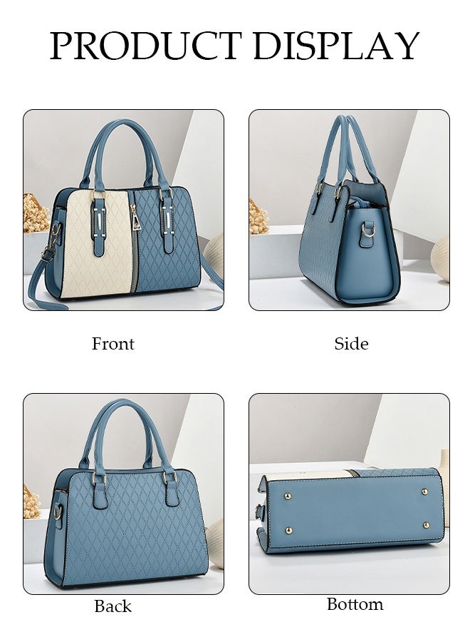 DUNISO Women's Handbag, Two-Color Stitching Shoulder Bag, Leather Crossbody Bag, Square Bag, Very Suitable For Work, Office, Travel Shopping And Dating (31Cm x 13Cm x 22Cm) - Image 4