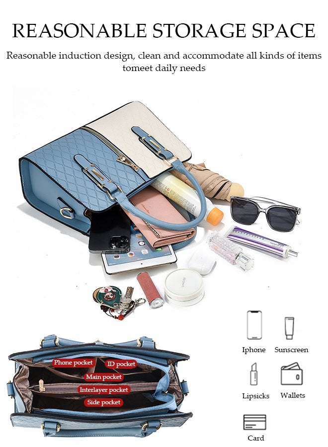 DUNISO Women's Handbag, Two-Color Stitching Shoulder Bag, Leather Crossbody Bag, Square Bag, Very Suitable For Work, Office, Travel Shopping And Dating (31Cm x 13Cm x 22Cm) - Image 5