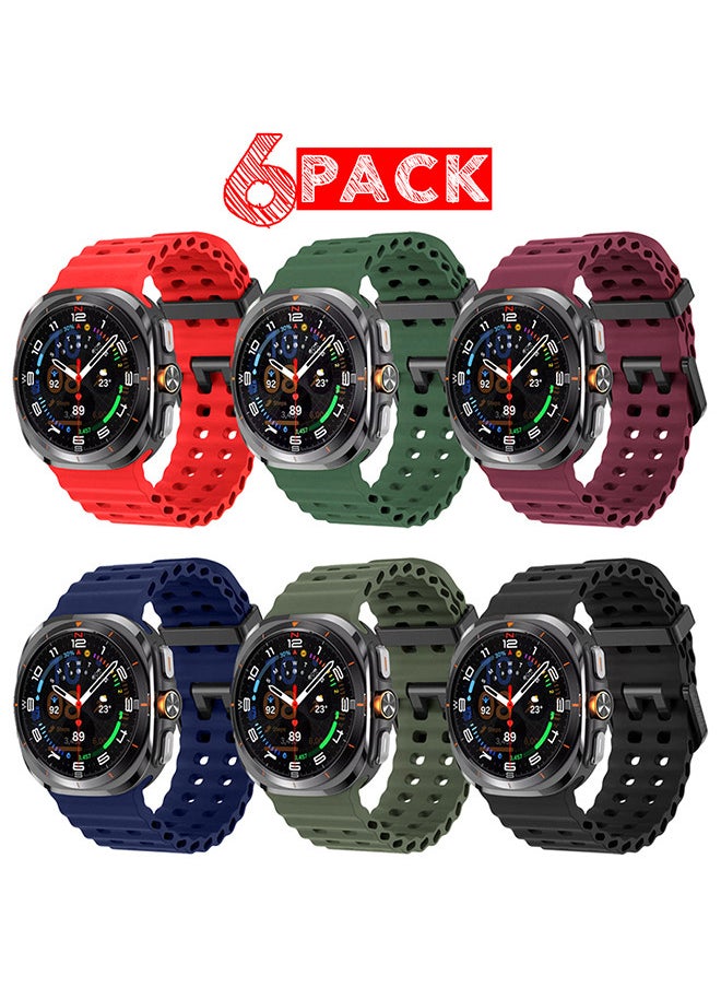 CATANES (لساعة Samsung Galaxy Watch 7 Ultra) مجموعة من 6 أحزمة سيليكون ناعمة من Ocean Sport Silicone بديلة  - Image 2