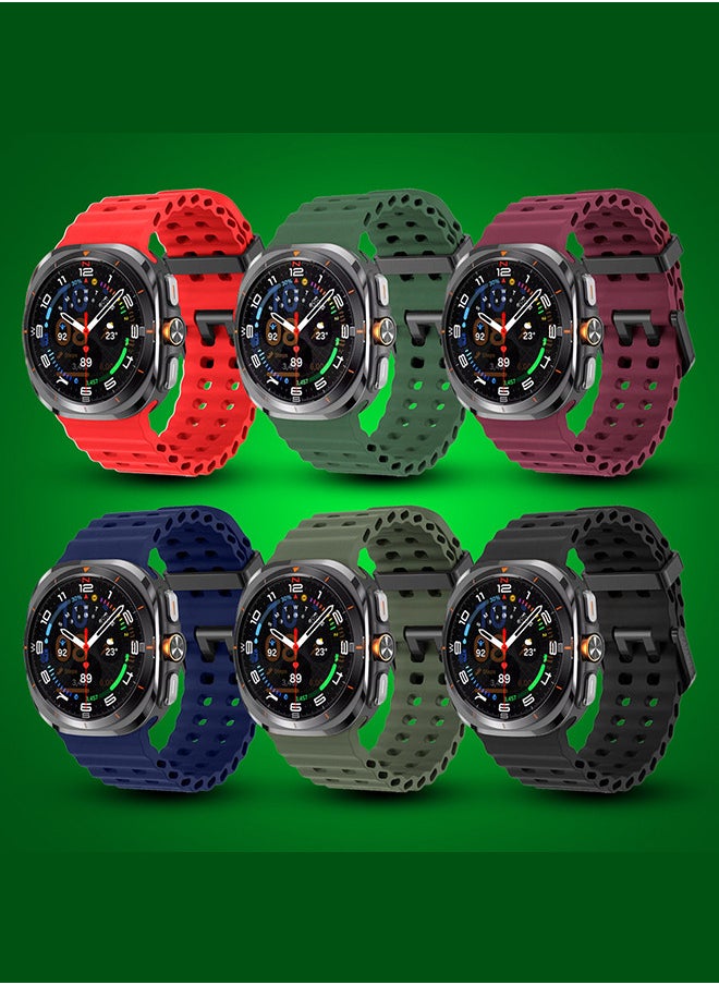 CATANES (لساعة Samsung Galaxy Watch 7 Ultra) مجموعة من 6 أحزمة سيليكون ناعمة من Ocean Sport Silicone بديلة  - Image 3
