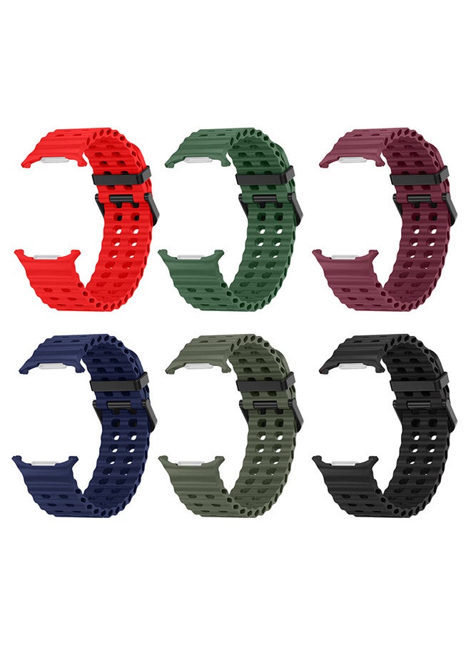 CATANES (لساعة Samsung Galaxy Watch 7 Ultra) مجموعة من 6 أحزمة سيليكون ناعمة من Ocean Sport Silicone بديلة  - Image 1