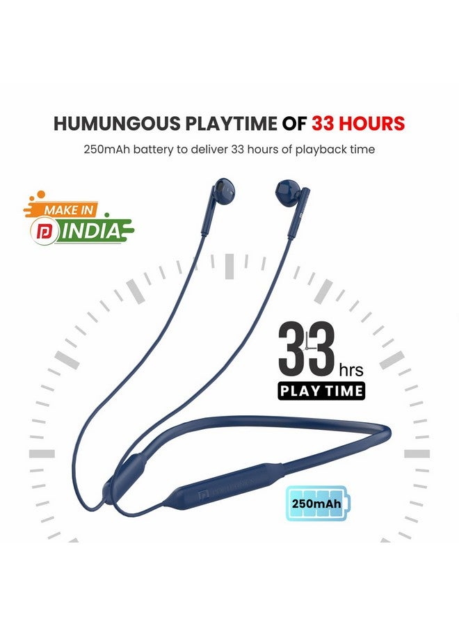 Portronics Harmonics Z5 Wireless Bluetooth Stereo Headset with 33Hrs Playtime, Double EQ Mode, 14.2 mm Dynamic Drivers, Click Action Buttons(Blue) - Image 2