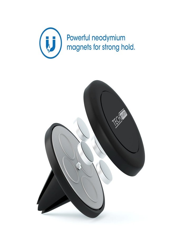TechMatte Magnetic Car Phone Mount (2-Pack) - Universal Air Vent Magnetic Phone Mount Holder (2-Pack, Black) - Image 3