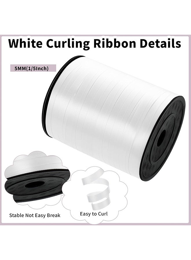 500 Yards White Curling Ribbon - Balloon Ribbon - Balloon String for Art&Craft Decor - Gift Wrapping,Ribbons and Bows for New Year Birthday Gifts Graduation Supplies (size：5mm Wide*400mm Length) - Image 2
