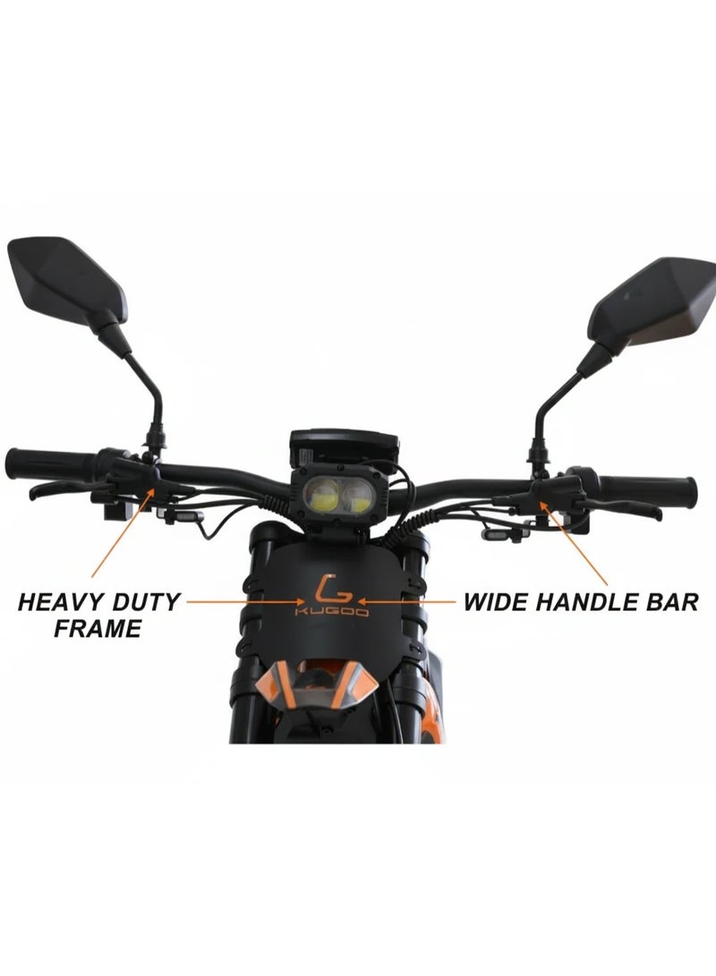 Kugoo Wish 04 Electric Dirt Bike 3700W Brushless Motor 80km/h Top Speed 67.2V 36Ah Battery Recommended for Adults Maximum Riding Range 60–70km Off-Road Design Orange Black Color - Image 5