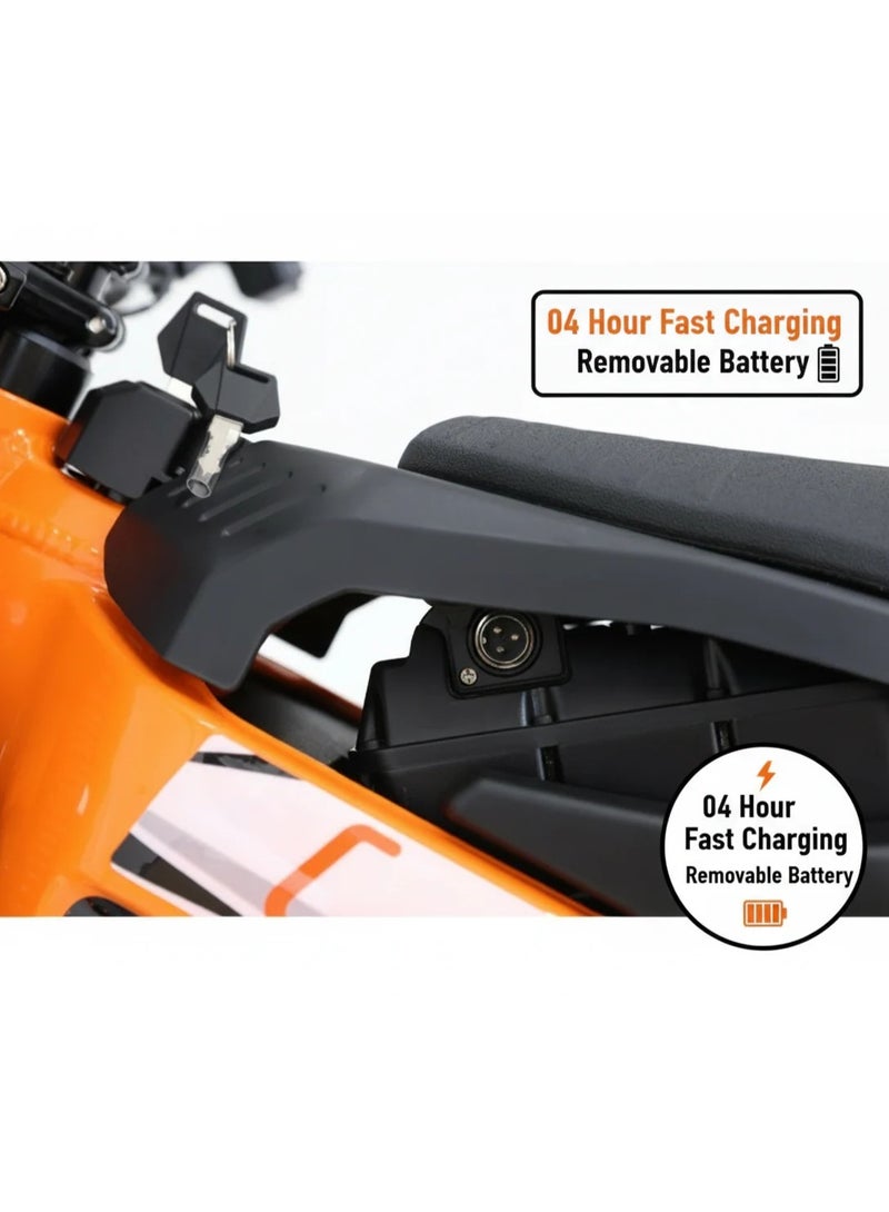 Kugoo Wish 04 Electric Dirt Bike 3700W Brushless Motor 80km/h Top Speed 67.2V 36Ah Battery Recommended for Adults Maximum Riding Range 60–70km Off-Road Design Orange Black Color - Image 3