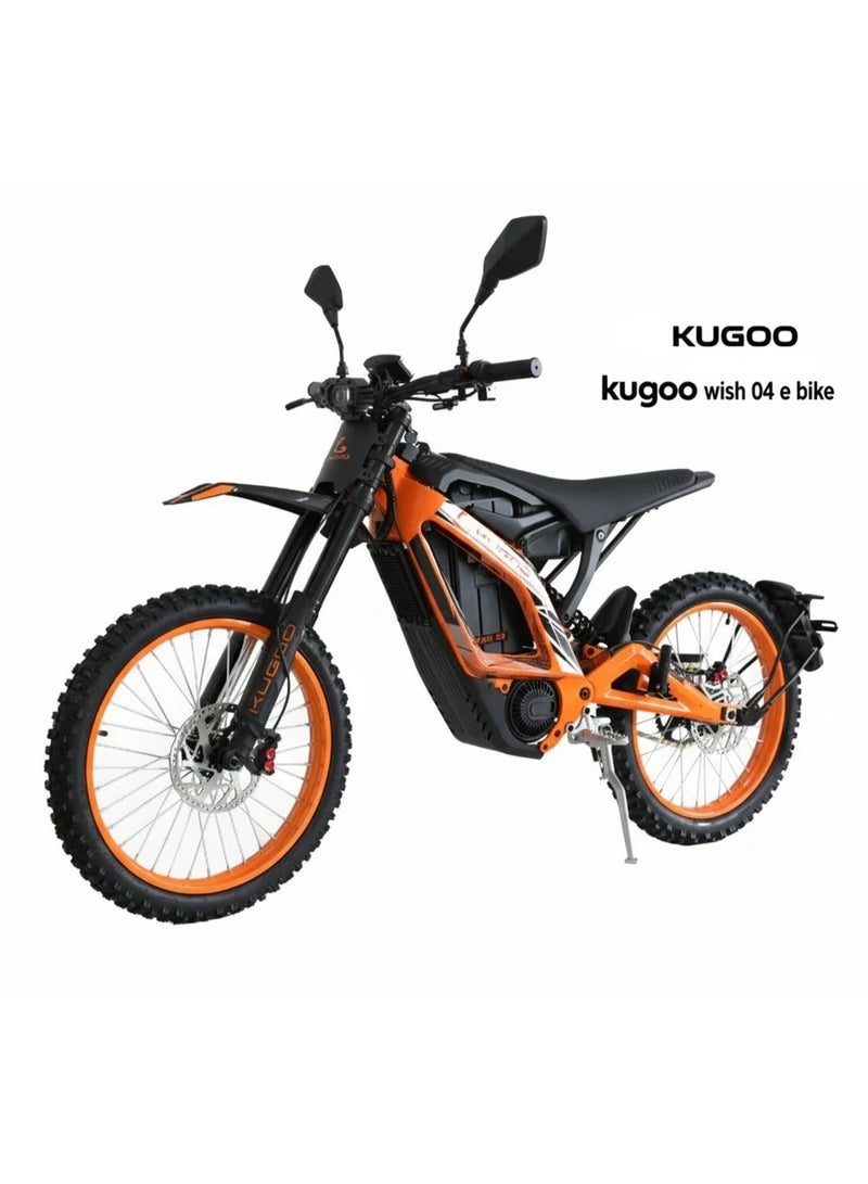 Kugoo Wish 04 Electric Dirt Bike 3700W Brushless Motor 80km/h Top Speed 67.2V 36Ah Battery Recommended for Adults Maximum Riding Range 60–70km Off-Road Design Orange Black Color - Image 1