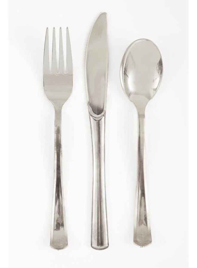 Unique 18 Assorted Metallic Silver Cutlery - Image 1