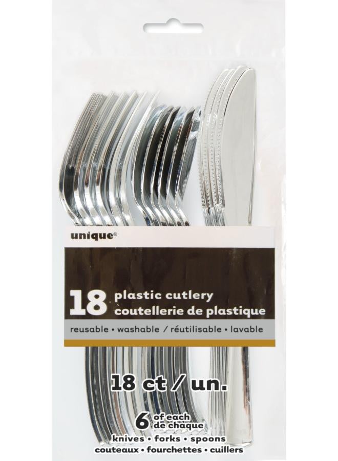 Unique 18 Assorted Metallic Silver Cutlery - Image 2