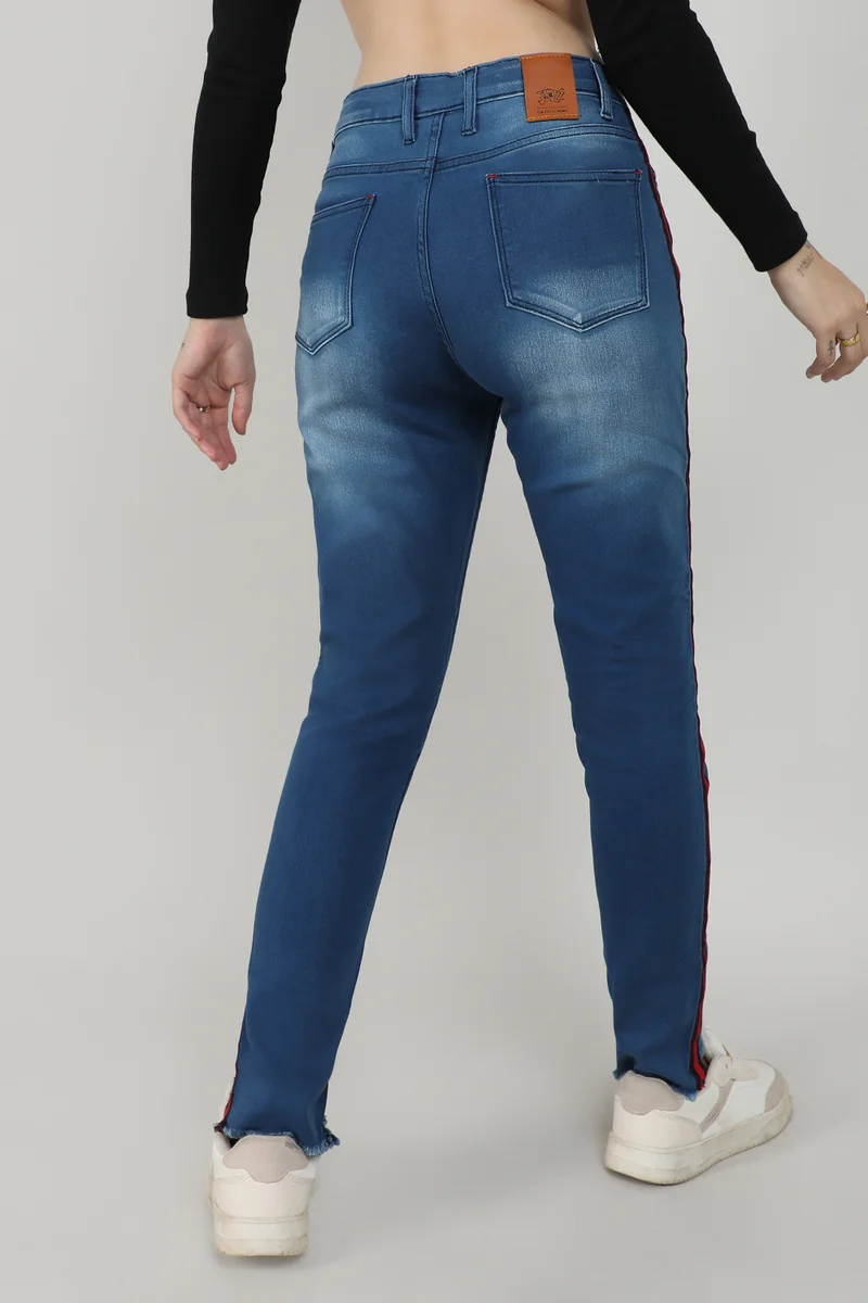 Pinacolada  Women's Light Blue Side-Striped Denim Jeans for Women | Best Price UAE