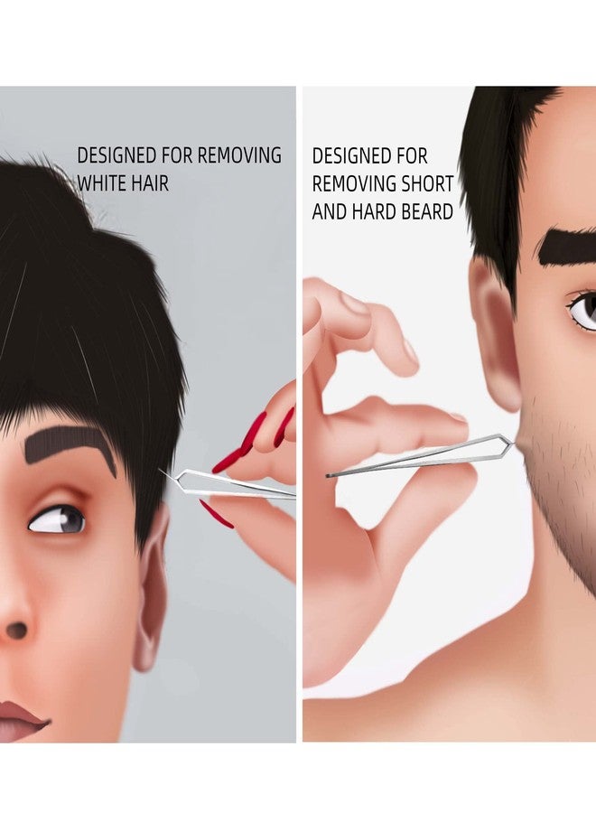 AUSOMTEK Beard Tweezers - Stainless Steel, Fine Hair Removal Tool, 5mm Tip, Clear Box 1Pack - Image 2