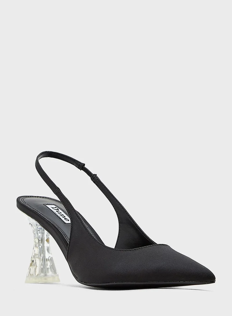 Dune London Carnation Embellished Heel Satin Pumps