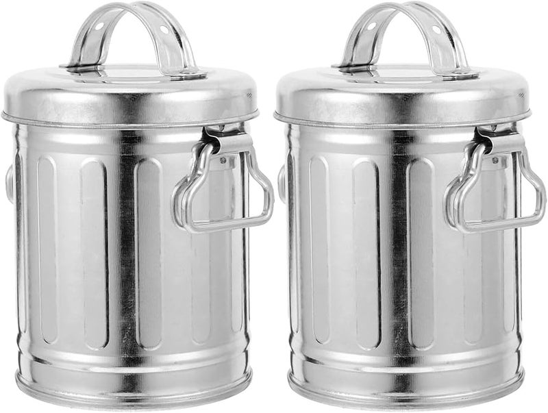 منفضة سجائر معدنية قديمة بغطاء حامل رماد محمول غير دخاني سلة مهملات صغيرة - Image 2