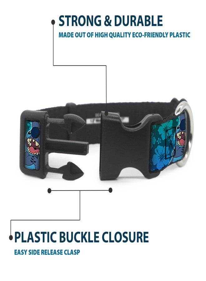 Buckle Down Buckle-Down Plastic Clip Collar - Stitch Expressions/Hibiscus Collage Green-Blue Fade - 1" Wide - Fits 11-17" Neck - Medium - Image 4