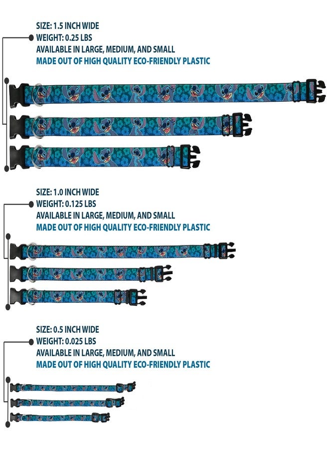 Buckle Down Buckle-Down Plastic Clip Collar - Stitch Expressions/Hibiscus Collage Green-Blue Fade - 1" Wide - Fits 11-17" Neck - Medium - Image 3