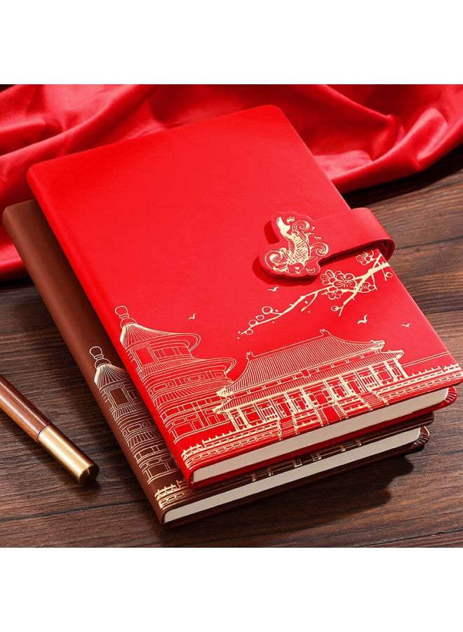 Longe Langjie, National Trend Notebook A5 Thickened Journal, Chinese Style Koi Notebook, High-quality Stationery, Aesthetic Notebook, Diary, Office Meeting Record Book, Customizable - Image 1