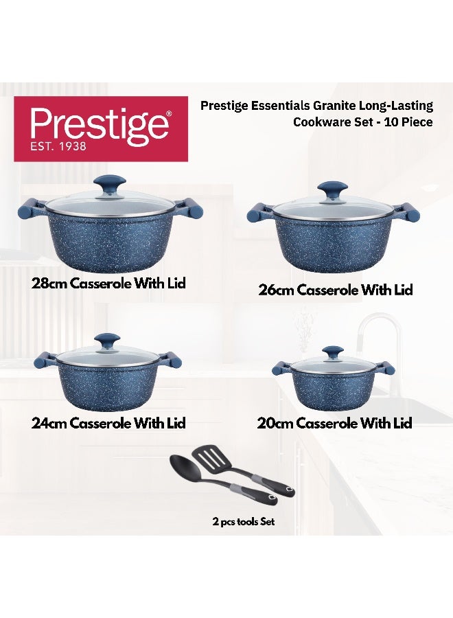 Prestige Essential 10 Piece Granite Stone Cookware Set | Pots and Pans Set | Ultra-Durable Granite Non-Stick | Induction Compatible - Blue - Image 3