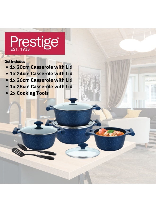 Prestige Essential 10 Piece Granite Stone Cookware Set | Pots and Pans Set | Ultra-Durable Granite Non-Stick | Induction Compatible - Blue - Image 5