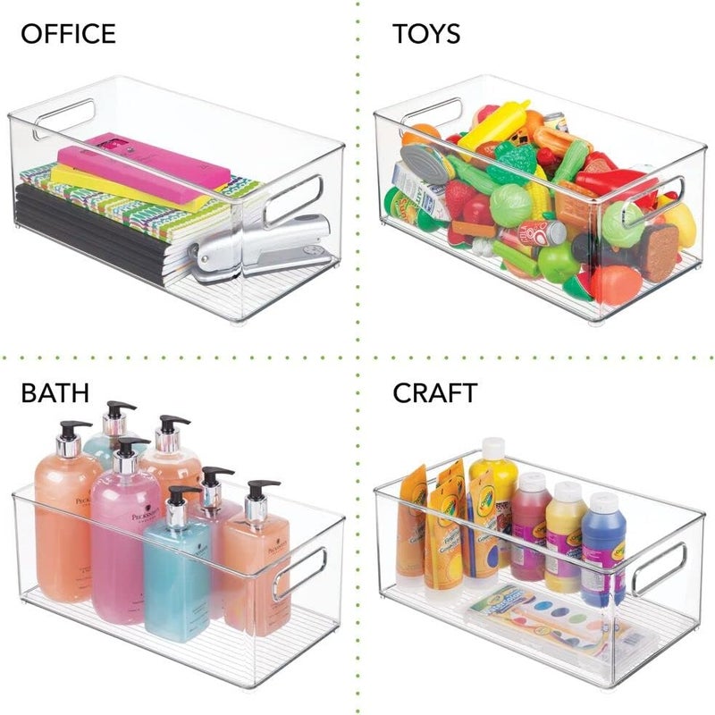 m-design Plastic Deep Bin Organizer Caddy Container w/ Handles for Nursery, Kitchen, Pantry, Bathroom, Cabinet Storage Organization - Holds Snacks, Bottles, Baby Food Jar, Diaper - 14" Long -Clear - Image 4