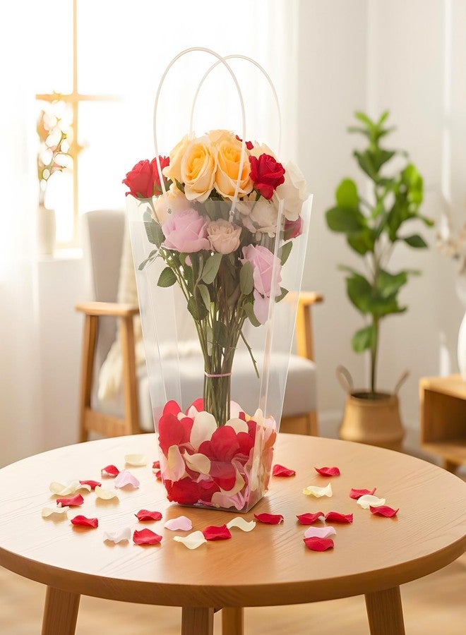 PercyEffie 12 Pcs Clear Flower Bouquet Bags Bulks Large Plastic Gift Bags with Handle, Floral Clear Bag Florist Shop Party Packaging for Valentine, Birthday, Mother's Day, Father’s Day, Wedding, Anniversary - Image 5