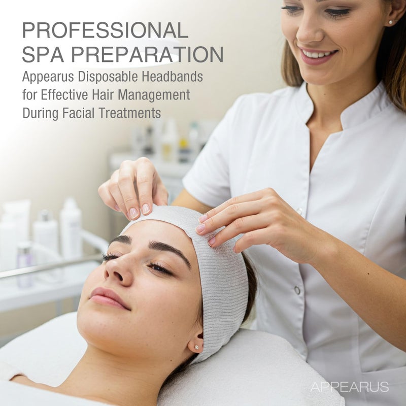 APPEARUS Professional Disposable Headbands with Single Snap Tab - 100 Pack Individually Wrapped Spa Headbands for Estheticians, Makeup Artists & Salon Professionals - Image 5