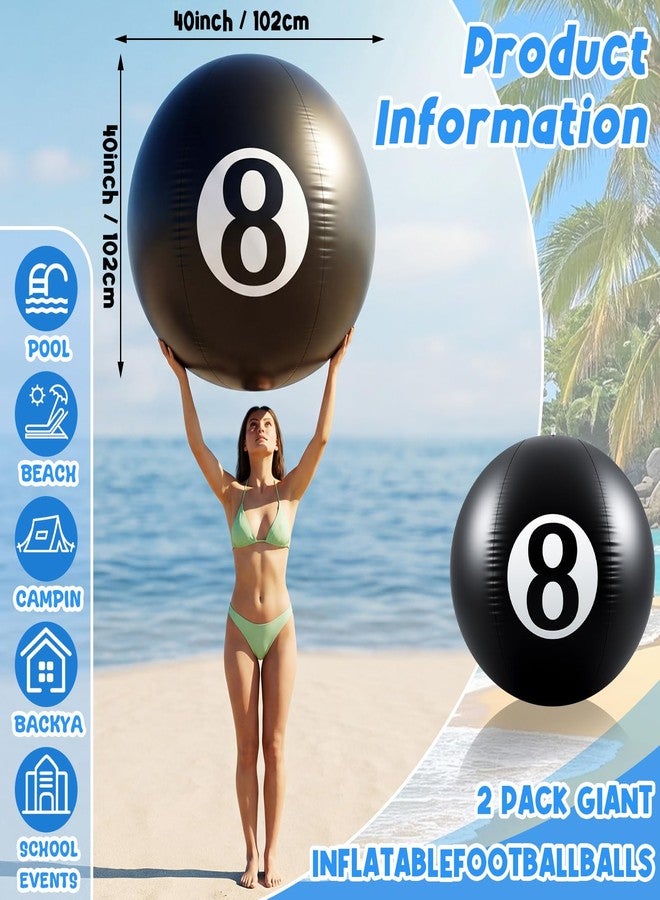 Vertintong 8 Ball 40 Inch Giant Beach Balls Inflatable Pool Balls for Swimming and Outdoor Fun, Big 8 Ball Toys Decorations for Beach Party Games and Summer Beachball Party Favors (2 Pack) - Image 2