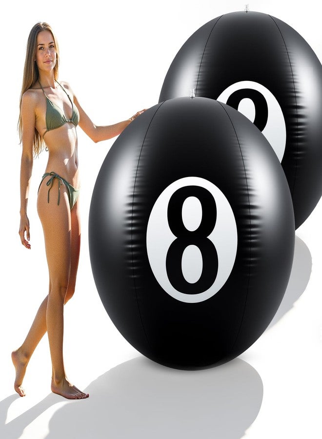 Vertintong 8 Ball 40 Inch Giant Beach Balls Inflatable Pool Balls for Swimming and Outdoor Fun, Big 8 Ball Toys Decorations for Beach Party Games and Summer Beachball Party Favors (2 Pack) - Image 1