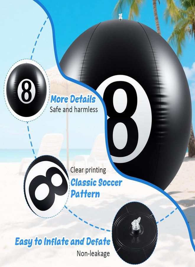 Vertintong 8 Ball 40 Inch Giant Beach Balls Inflatable Pool Balls for Swimming and Outdoor Fun, Big 8 Ball Toys Decorations for Beach Party Games and Summer Beachball Party Favors (2 Pack) - Image 3