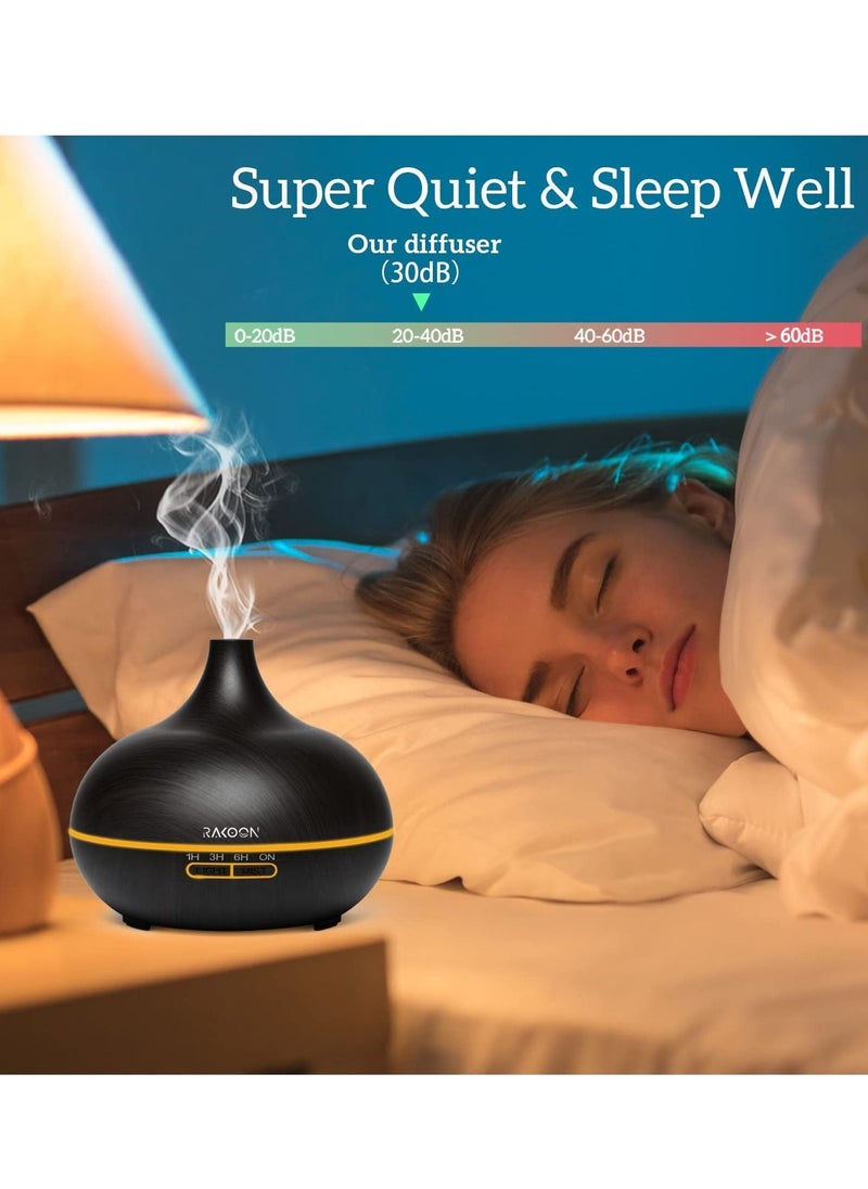 HomarKet - Essential Oil Diffuser with Remote Control 5 in 1 Ultrasonic Aromatherapy Fragrant 550ml Oil Humidifier Vaporizer with Mini Control and 4 Timer with15 LED Light Modes Waterless Shut-Off - Image 1