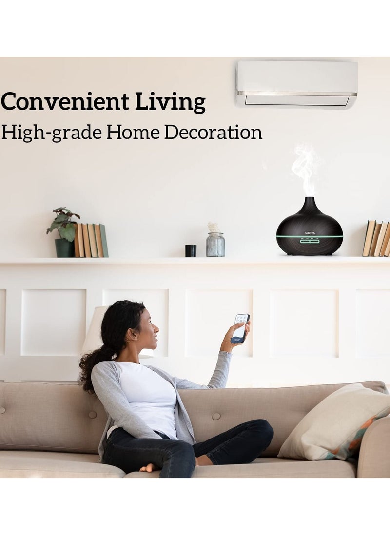 HomarKet - Essential Oil Diffuser with Remote Control 5 in 1 Ultrasonic Aromatherapy Fragrant 550ml Oil Humidifier Vaporizer with Mini Control and 4 Timer with15 LED Light Modes Waterless Shut-Off - Image 1