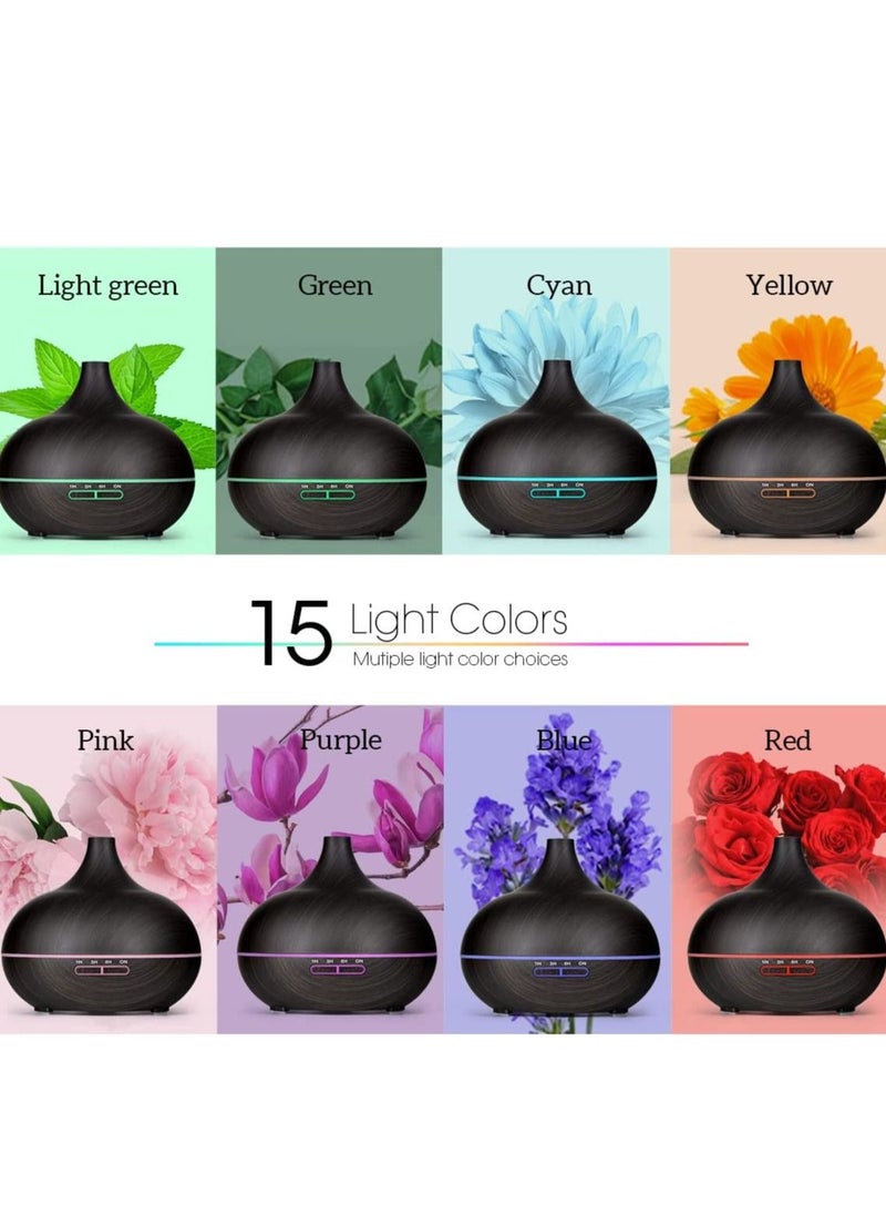 HomarKet - Essential Oil Diffuser with Remote Control 5 in 1 Ultrasonic Aromatherapy Fragrant 550ml Oil Humidifier Vaporizer with Mini Control and 4 Timer with15 LED Light Modes Waterless Shut-Off - Image 1