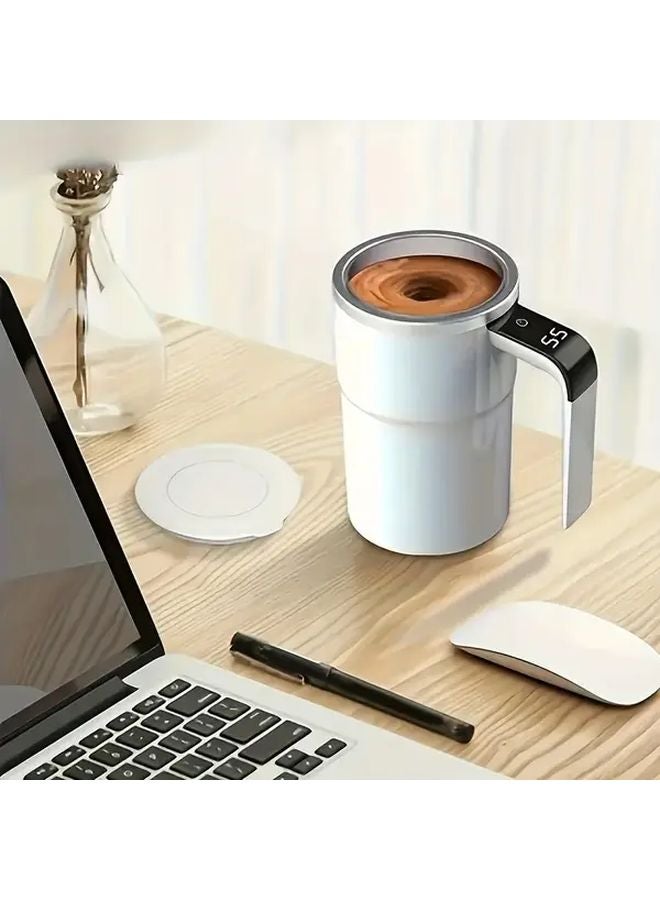 White Electric Coffee Mug with Temperature Display Adjustable Heating Cooling USB Rechargeable Large Capacity Travel Cup - Image 4