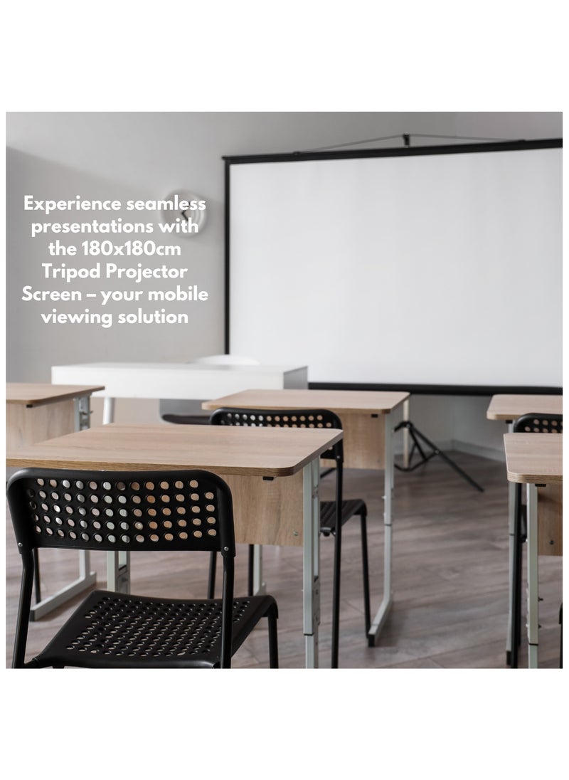 Generic - Portable 180x180cm Projector Screen - Tripod Stand for Indoor & Outdoor Use, 4K Compatible, Roll-up, Easy Setup, Ideal for Home Theater, Movie Nights, and Presentations - Image 1