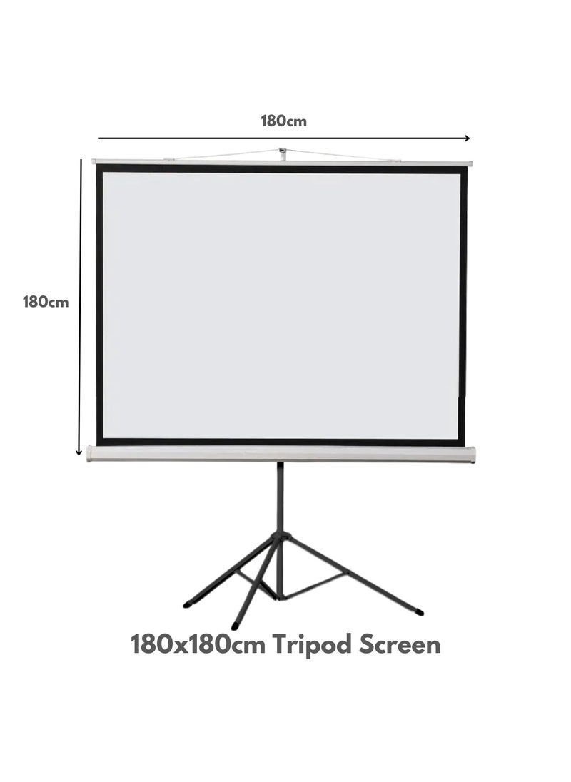 Generic - Portable 180x180cm Projector Screen - Tripod Stand for Indoor & Outdoor Use, 4K Compatible, Roll-up, Easy Setup, Ideal for Home Theater, Movie Nights, and Presentations - Image 1