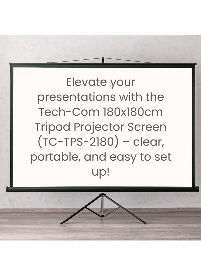 Generic - Portable 180x180cm Projector Screen - Tripod Stand for Indoor & Outdoor Use, 4K Compatible, Roll-up, Easy Setup, Ideal for Home Theater, Movie Nights, and Presentations - Image 1