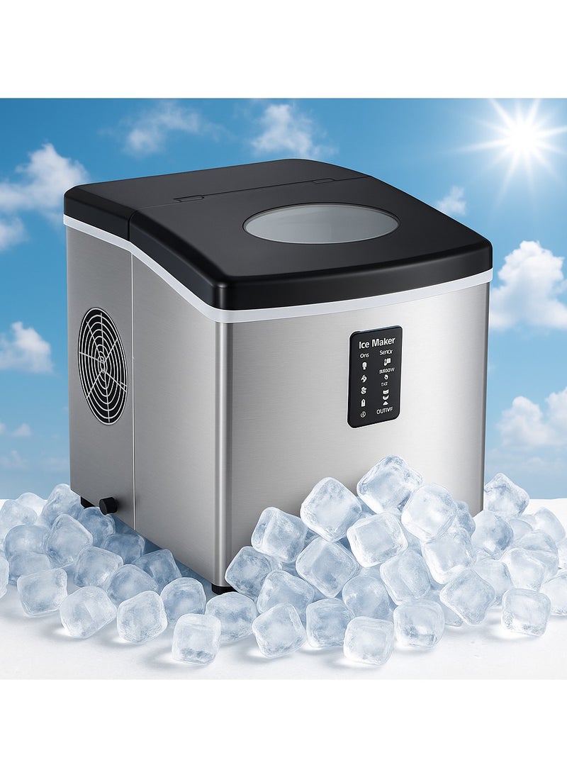 Generic Heavy Duty Ice Maker Machine 15L – 15KG/24H Capacity with LED Display, 3 Ice Size Options, Removable Basket, Fast Cooling Stainless Steel Ice Maker for Home, Kitchen, Bar, Office, Fresh Food & Drinks  - Image 4
