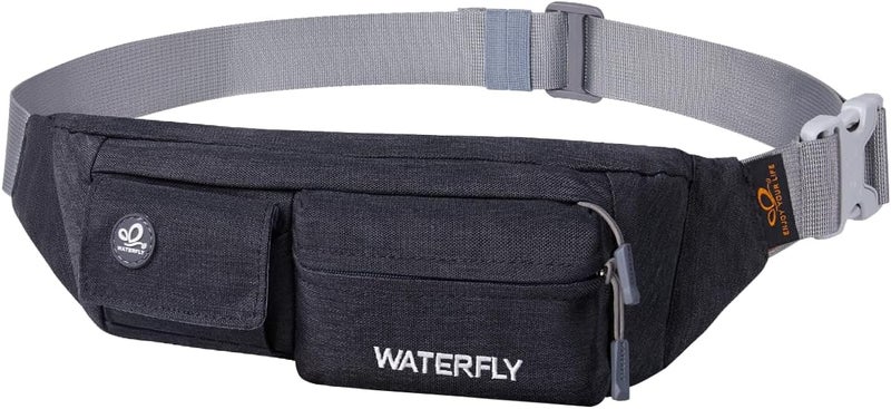 WATERFLY Fanny Pack for Women Men Water Resistant Small Waist Pouch Slim Belt Bag with 4 Pockets for Running Travelling Hiking Walking Lightweight Crossbody Chest Bag Fit All Phones? - Image 1