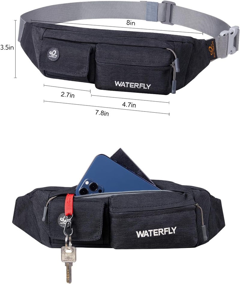 WATERFLY Fanny Pack for Women Men Water Resistant Small Waist Pouch Slim Belt Bag with 4 Pockets for Running Travelling Hiking Walking Lightweight Crossbody Chest Bag Fit All Phones? - Image 5