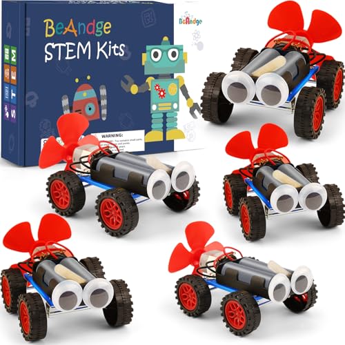 BeAndge 5 Set Individual STEM Kit for Kids 2nd Grade Boy Toys Bulk Gifts 8 9 Year Old Boys Gift Ideas Classroom Science Kits Craft Projects Class Activity Robot Wind Powered Car Building Activities - Image 1
