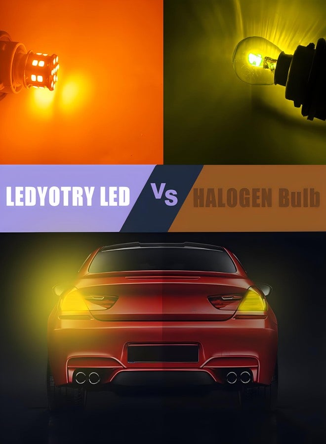 مصباح LEDYOTRY 1157 LED أصفر كهرماني، مصابيح LED فائقة السطوع 2357 BAY15D 7528 2057 لإشارات الانعطاف، ومصابيح التوقف، ومصابيح القيادة النهارية، ومصابيح الفرامل، ومصابيح الإضاءة الخلفية، عبوة من 4 قطع - Image 4