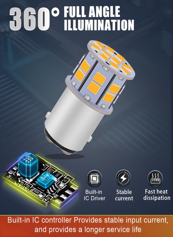 مصباح LEDYOTRY 1157 LED أصفر كهرماني، مصابيح LED فائقة السطوع 2357 BAY15D 7528 2057 لإشارات الانعطاف، ومصابيح التوقف، ومصابيح القيادة النهارية، ومصابيح الفرامل، ومصابيح الإضاءة الخلفية، عبوة من 4 قطع - Image 5