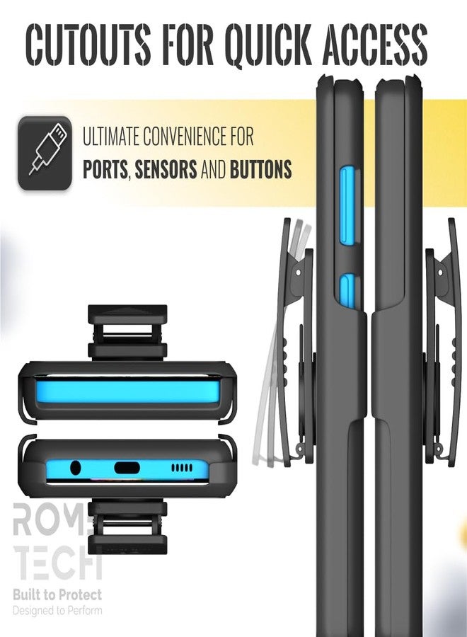 ROME TECH Designed for Samsung Galaxy A12 Case with Belt Clip Holster - Kickstand Cover Phone Case - Black - Image 4
