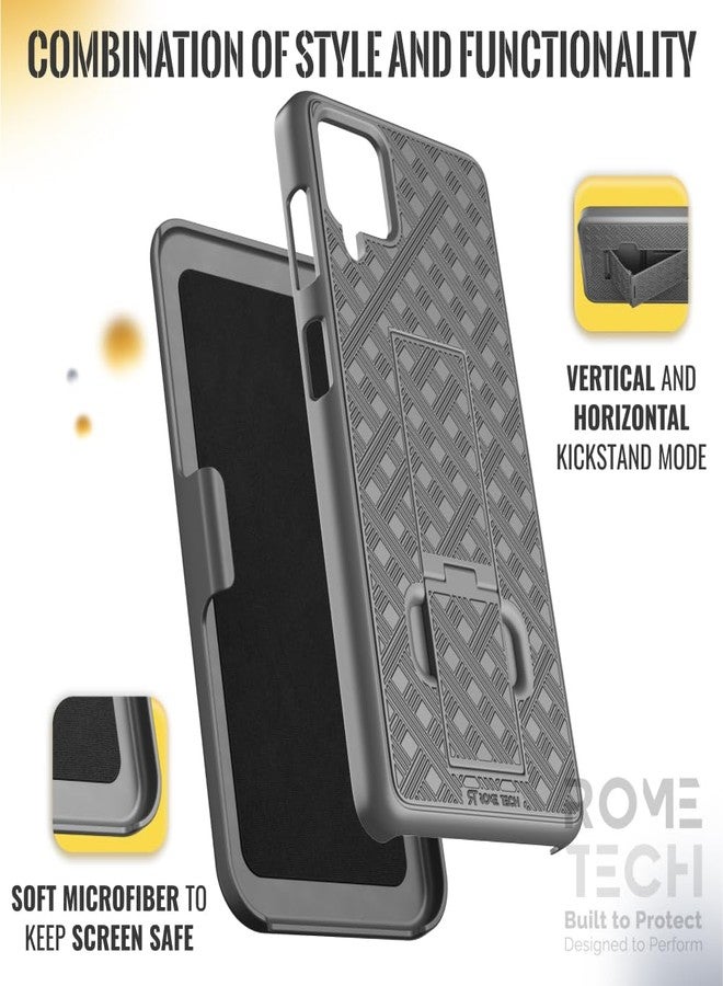 ROME TECH Designed for Samsung Galaxy A12 Case with Belt Clip Holster - Kickstand Cover Phone Case - Black - Image 5