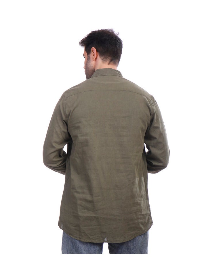 كوب قميص كتان بأكمام طويلة - Image 3