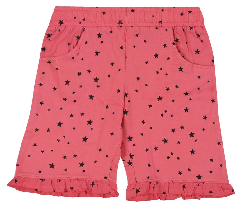 ICEDIVE Girls' Regular Fit Printed Cotton Shorts - Pack of 2 in Multicolour for Comfort and Style - Image 4