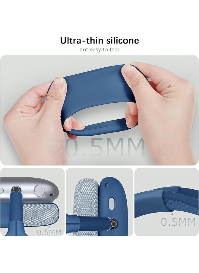 erorex - 4 In 1 Clear Silicone Case Cover For Airpods Max Headphones Soft Tpu Ear Cups Cover Ear Pad Case Cover Headband Cover Protective Skin Kit Compatible For Airpods Max Accessories Blue - Image 1