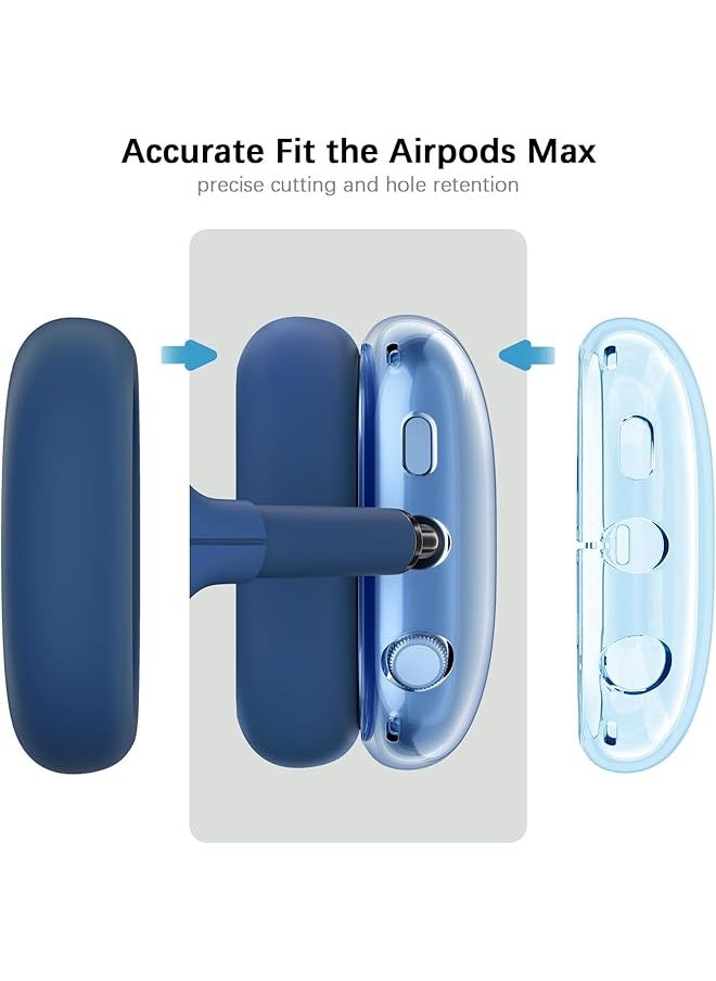 erorex - 4 In 1 Clear Silicone Case Cover For Airpods Max Headphones Soft Tpu Ear Cups Cover Ear Pad Case Cover Headband Cover Protective Skin Kit Compatible For Airpods Max Accessories Blue - Image 1