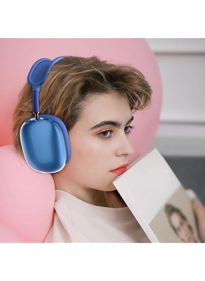 erorex - 4 In 1 Clear Silicone Case Cover For Airpods Max Headphones Soft Tpu Ear Cups Cover Ear Pad Case Cover Headband Cover Protective Skin Kit Compatible For Airpods Max Accessories Blue - Image 1