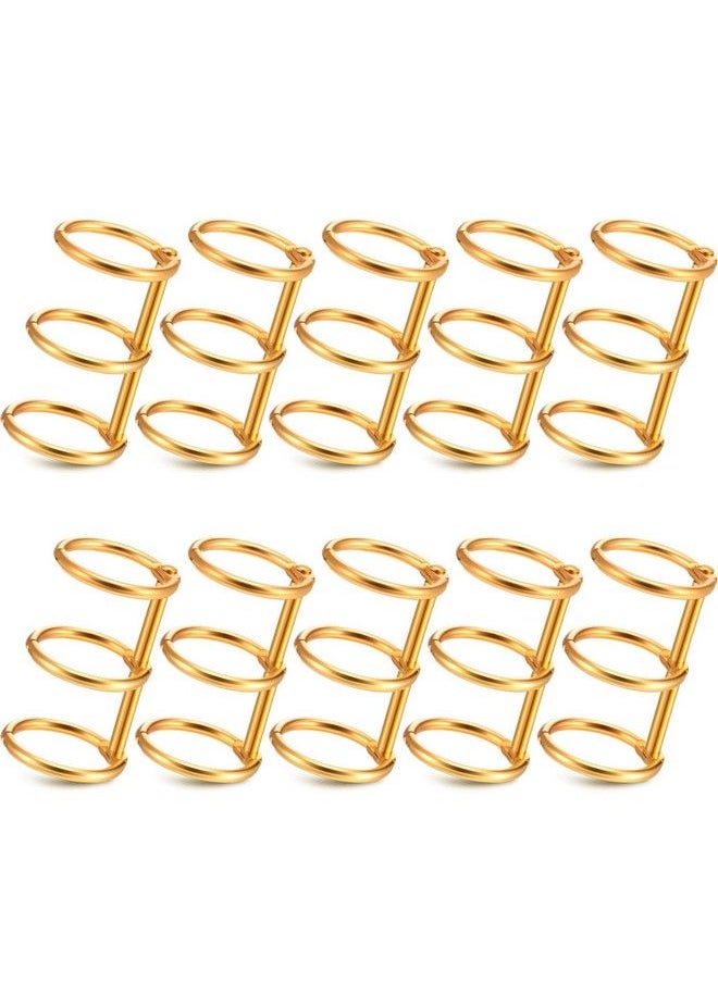 BOAO - 10 Pieces 3 Ring Metal Loose Leaf Binders Book Rings With 20 Mm Inner Diameter For Diy Travel Diary Photo Album Binding Spines Combs (Gold) - Image 1