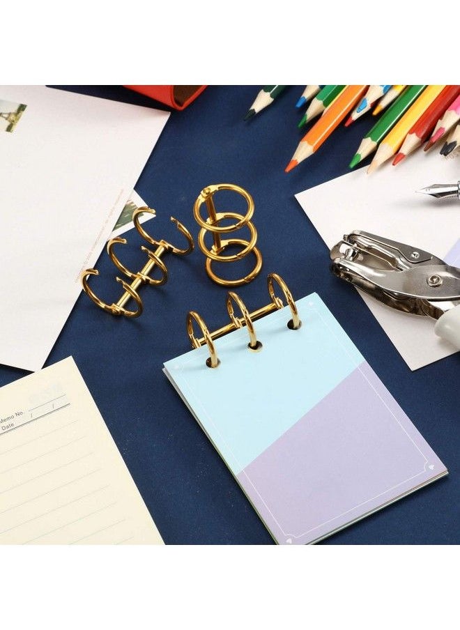 BOAO - 10 Pieces 3 Ring Metal Loose Leaf Binders Book Rings With 20 Mm Inner Diameter For Diy Travel Diary Photo Album Binding Spines Combs (Gold) - Image 1